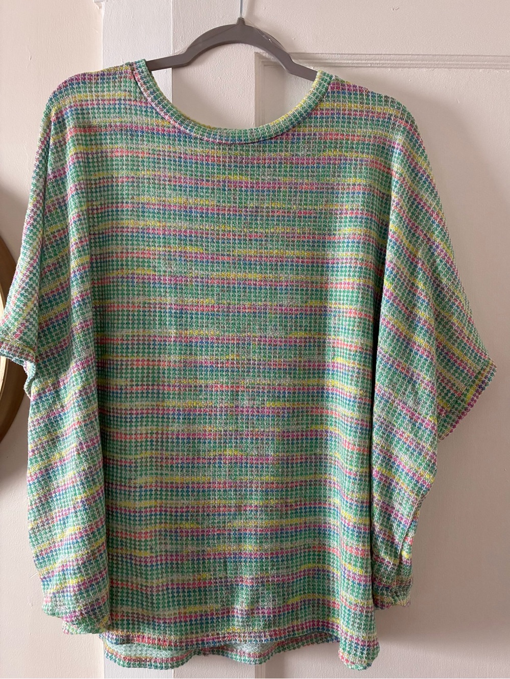 Relaxed Pastel Striped Knit Tunic Top - Mint Multi